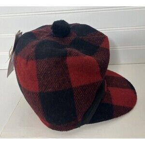 Crown Cap Stockmans Hat  Canada Buffalo Plaid Red & Black 7 1/4